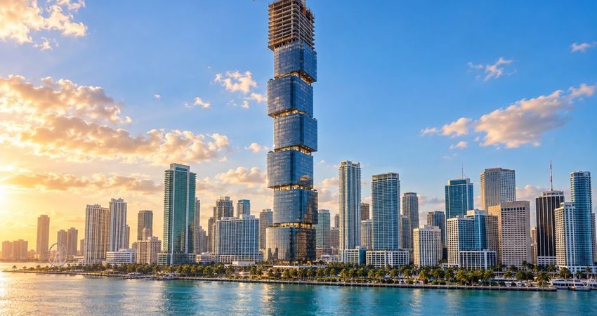 Miami apunta al cielo: la torre que cambiará el horizonte tendrá 100 pisos y viviendas de hasta 25 millones de dólares Waldorf Astoria Miami alcanza su altura final