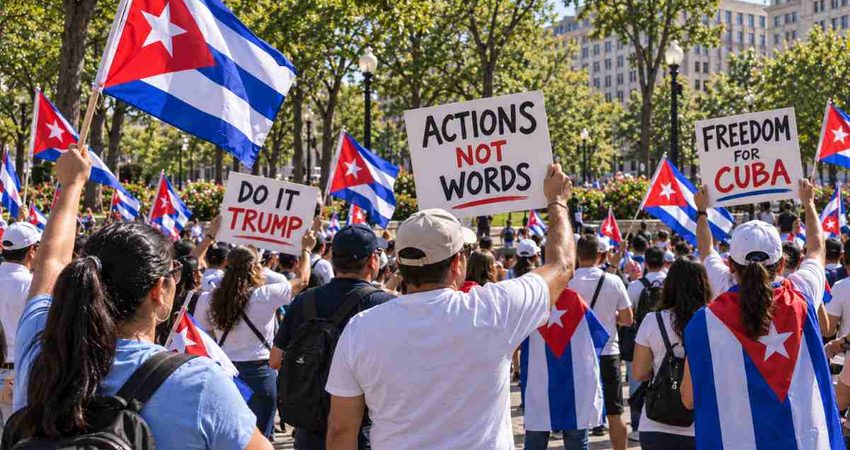 «Acciones y no palabras»: cubanos se movilizaron cerca de la Casa Blanca y exigen a Trump medidas por la libertad de Cuba cubanoswashingtondc